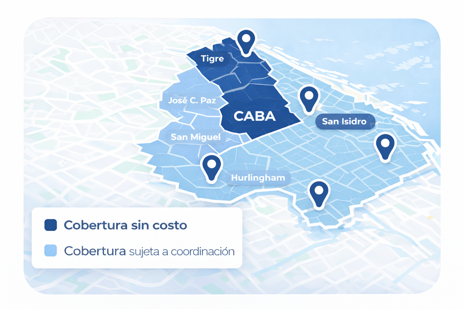 Mapa de cobertura de Ride Check en CABA y Gran Buenos Aires